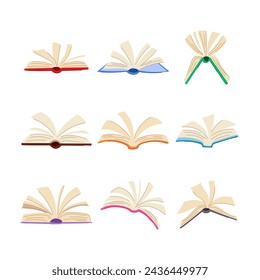 book open set cartoon. text diary, paper cover, empty object book open sign. isolated symbol vector illustration