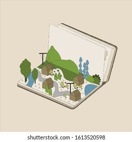 a book with an open sheet