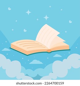 book open in the sky scene