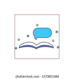book open with speech bubble fill style vector illustration design