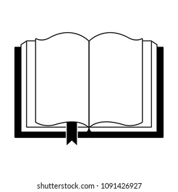 Book open symbol in black and white colors