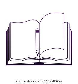 Book open symbol in purple lines