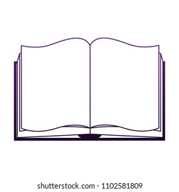 Book open symbol in purple lines