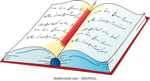 The book is open, your text in the book