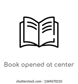 book opened at center vector line icon. Simple element illustration. book opened at center outline icon from user interface concept. Can be used for web and mobile