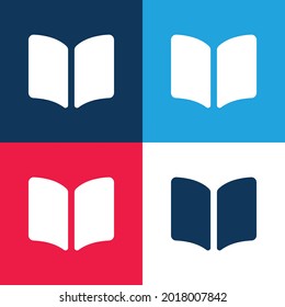 Book Opened Filled Reading Tool blue and red four color minimal icon set