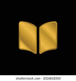 Herramienta de lectura rellena abierta de libros icono metálico chapado en oro o vector de logotipo
