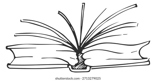 Um livro é aberto no meio da página
