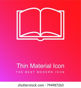 Book opened outline from top view red and pink gradient material white icon minimal design