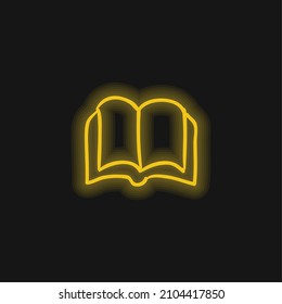 Book Opened Outlined Hand Drawn Tool yellow glowing neon icon