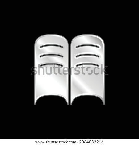 Book Opened Pages silver plated metallic icon