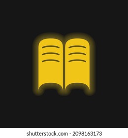 Buch Geöffnete Seiten gelb leuchtendes Neonsymbol