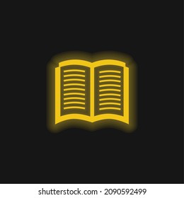 Book Opened Symbol yellow glowing neon icon