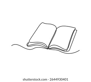 Book Opening Page One Line Drawing Continuous Educational Concept