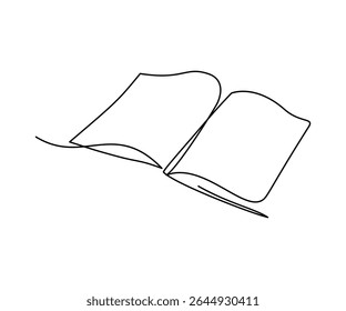 Book Opening Page One Line Drawing Continuous Educational Concept