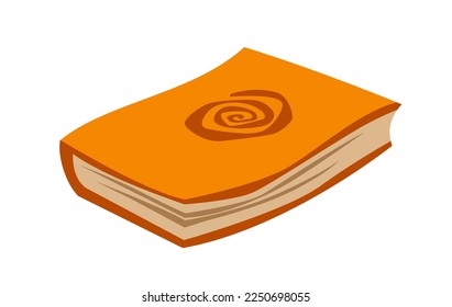 Book with an orange cover. Vector image for prints, poster and illustrations.