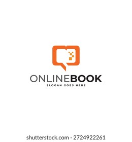 Logotipo de pedido de libros, Plantilla de diseño de Vector de diseño de logotipo de chat de libros