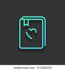 book - outline. Colorful logo concept with soft shadow on dark background. Icon color of azure ocean