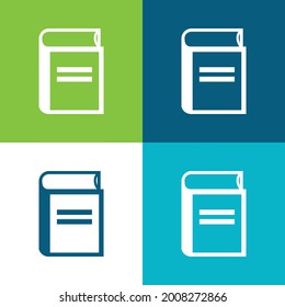 Book Outline Flat four color minimal icon set