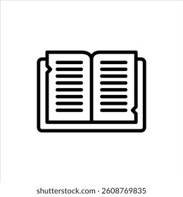 book outline icon. manuscript black line illustration.