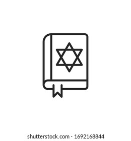 Book outline icon with a star of David symbol on it, Holy religious book