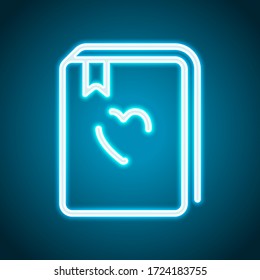 book - outline. Neon style. Light decoration icon. Bright electric symbol