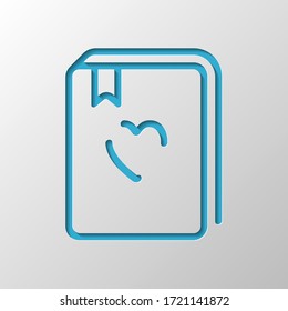 book - outline. Paper design. Cutted symbol with shadow