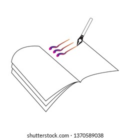 BOOK OUTLINE WITH PEN, SUITABLE FOR EDUCATION ILLUSTRATION