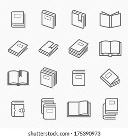 Book Outline Stroke Symbol Vector Icons  