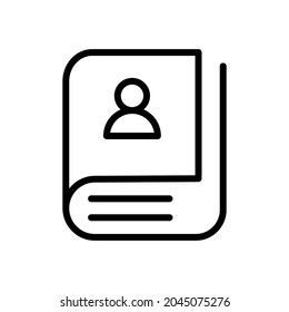Icono del vector de contorno del libro. Ilustración De Un Vector De Estroque Sobre Un Fondo Blanco. Para App Y Sitio Web 