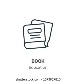 Book outline vector icon. Thin line black book icon, flat vector simple element illustration from editable education concept isolated on white background