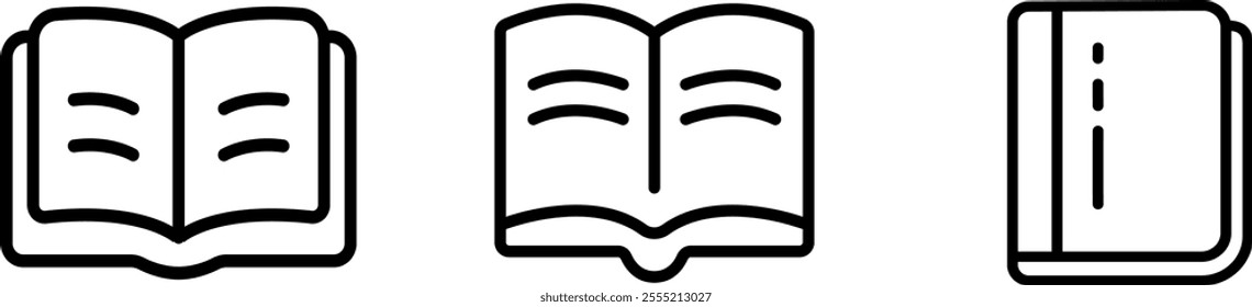 book outline web line icon design set
