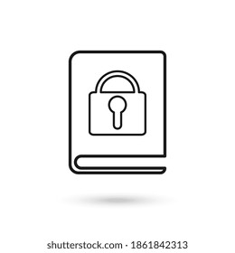 Book with padlock, concept. Vector graphics.