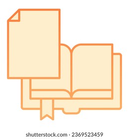 Icono plano de la página del libro. Hoja con iconos de color naranja libro en estilo plano a la moda. Diseño de estilo gradiente de papel, diseñado para web y app. Eps 10