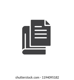 Book and page vector icon. filled flat sign for mobile concept and web design. Text book with document sheet simple solid icon. Symbol, logo illustration. Pixel perfect vector graphics