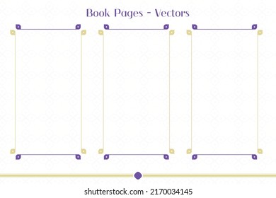 Páginas de libros con 3 marcos para la imagen 