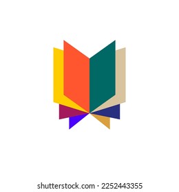 Book pages fan icon. Flat vector illustration isolated on white background.