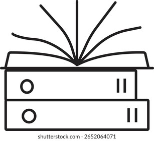 Book pages flipping icon symbolizing document browsing or knowledge flow with transparent background