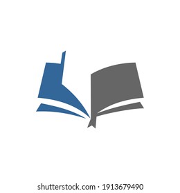 Book and Pages Logo Negative Space Concept Symbol
