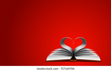 Book pages in shape of heart