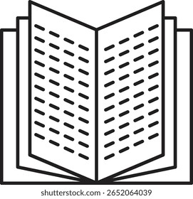 Livro com páginas mostrando ícone de texto representando estudo, conteúdo de leitura ou literatura com fundo transparente