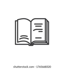 Book pages text line icon. linear style sign for mobile concept and web design. Open book pages outline vector icon. Symbol, logo illustration. Vector graphics