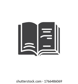 Book pages text vector icon. filled flat sign for mobile concept and web design. Open book pages glyph icon. Symbol, logo illustration. Vector graphics