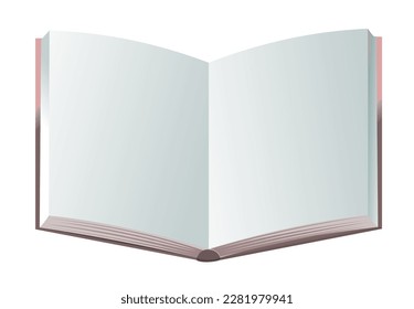 Book with pages without text open. Notepad and notebook. Unrolled paper pages. Isolated on white background. Vector.