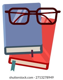 Un libro con un par de gafas encima