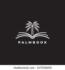 book with palm tree logo design symbol vector template