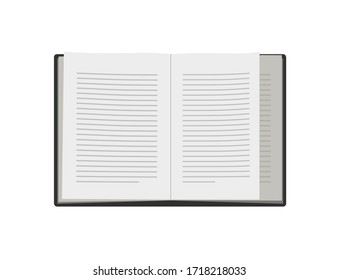 Book paper open or textbook notepad notebook pages with text vector icon flat cartoon illustration isolated on color background, idea of bible icon clipart