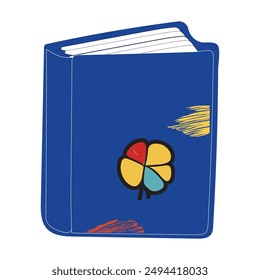 Buchpapier Öffnen oder Textbuchseiten mit Textsymbol Vektorgrafik Flache Cartoon-Illustration isoliert auf Farbhintergrund Clipart, Einzelbuch