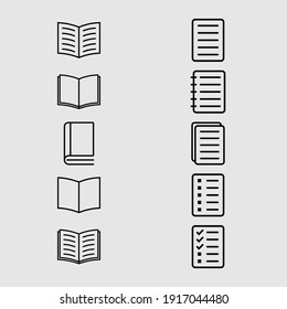 book and paper outline icon set isolated vector illustration