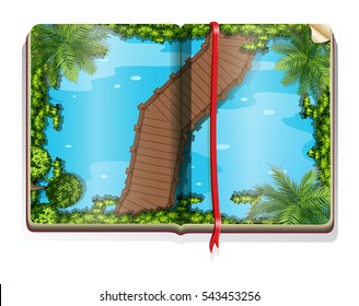 Book with park scene illustration